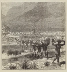 Die Livingstone-Hilfsexpedition, Überquerung eines Flusses in Ostafrika